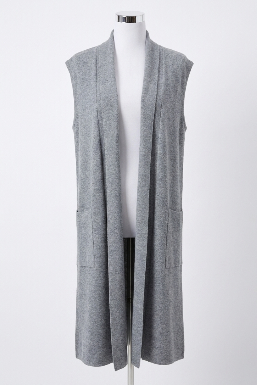 NEW PINCH marny long vest cardigan in heathered grey